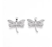 Clotiry 10Pcs Brass Cubic Zirconia Dragonfly Pendants Insect Flying Animals Charms for DIY Jewellery Bracelet Making Crafts