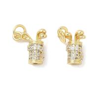 Clotiry 10Pcs Brass Cubic Zirconia Golf Club Charms Golden Sport Theme Golf Pendants for DIY Jewelry Making Crafts