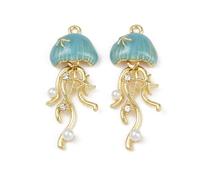 Clotiry 10Pcs Brass Enamel Jellyfish Pendants ABS Plastic Imitation Pearl Ocean Animal Tassel Charms for DIY Jewellery Bracelet Necklace Making