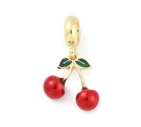 Clotiry 10Pcs Brass Enamel Red Cherry Charms Mini Fruit Charm Sweet Food Berries Charms for Necklace Bracelet Keychains Jewellery Making