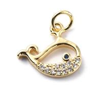 Clotiry 10Pcs Cubic Zirconia Dolphin Charms Metal Sea Marine Life Pendant Ocean Theme Fish Charms for Jewellery Making