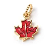 Clotiry 10Pcs Enamel Red Maple Leaf Charms Autumn Theme Brass Fallen Leaves Charms for Jewellery Making Accessories