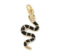 Clotiry 10Pcs Enamel Snake Charms Black Brass Cubic Zirconia Forest Animal Pendants for DIY Jewellery Maing Bracelets Necklace Supplies