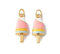 Clotiry 10Pcs Enamel Summer Ice Cream Pendants Brass Sweet Dessert Dangle Charms for Jewellery Making Necklace Bracelets Crafts