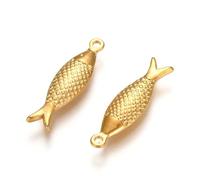 Clotiry 10Pcs Fish Shape Golden Colour Pendants Stainless Steel Ocean Theme Sea Animals Charms for DIY Necklace Bracelet Making