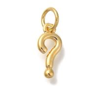 Clotiry 10Pcs Polished Brass Question Mark Charms Cute Golden Writting Punctuation Charms for Jewellery Making Necklace Pendants