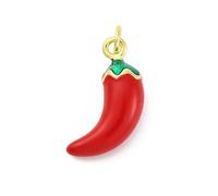 Clotiry 10Pcs Red Pepper Vegetable Charms Brass Enamel Food Charms with Jump Ring for Jewelry Making Necklace Bracelet