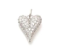 Clotiry 10Pcs Silver Color Clear Cubic Zirconia Heart Shape Pendants Brass Love Heart Charms for Jewelry Bracelet Necklace Making