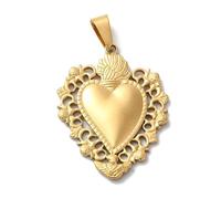 Clotiry 10Pcs Stainless Steel Religious Heart Charms 40x31mm Golden Color Metal Love Heart Charms for Jewelry Necklace Pendant Making