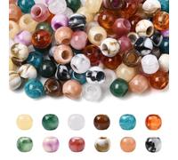 Clotiry 120Pcs Mixed Colour Acrylic Imitation Jade Gemstone European Beads 14mm Acrylic Rondelle Large Hole Beads for DIY Bracelets Keychains Making