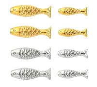 Clotiry 16Pcs 4 Styles Golden and Silver Colour Ocean Theme Fish Beads Stainless Steel Marine Life Spacer Beads for Jewellery Making Bracelets Making