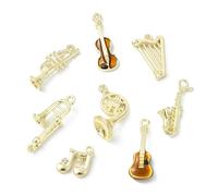 Clotiry 16Pcs 8 Styles Rhinestone Musical Instruments Pendants Enamel Music Theme Guitar Violin Charms for Jewellery Making DIY Crafts