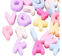 Clotiry 170Pcs Candy Colour Acrylic Letter A - Z Large Hole Beads Alphabet Capital Letter Beads for Keychain Jewellery Making DIY Crafts