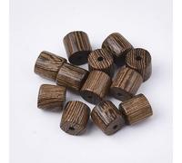 Clotiry 200Pcs Natural Brown Wood Stripe Spacer Beads Undyed Wooden Column Beads for Jewellery Making Necklace Bracelets Crafts