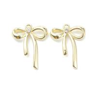Clotiry 50Pcs Alloy Bowknot Pendants with Rhinestone Golden Bow Dangle Charms for Jewellery Making Earrings Bracelet Necklace DIY Crafts