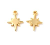 Clotiry 50Pcs Mini Brass Star Dangle Charms Elegant Golden Eight Pointed Star Charms for Jewelry Making Necklace Bracelet