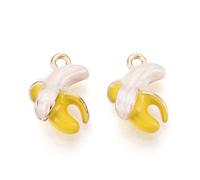 Clotiry 5Pcs Enamel Banana Charms Brass 3D Fruit Sweet Food Dangle Charms for DIY Necklace Bracelet Jewellery Making Crafts