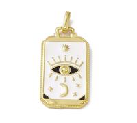 Clotiry 5Pcs Enamel Rectangle Tarot Card Pendants Golden Colour Celestial Theme Charms Lucky Eye & Crescent Moon Tarot Charms for Jewellery Making Craft