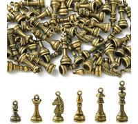 Clotiry 60Pcs Tibetan Internatiional Chess Pieces Charms Antique Bronze 3D Chess Pieces Charms for DIY Jewellery Necklace Bracelet Making