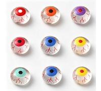 Clotiry 70Pcs Transparent Resin Luminous Eye Ball Cabochons Glow in the Dark Eye No Hole Beads for Party Decorations DIY Crafts