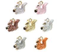 Clotiry 7Pcs 7 Colours Enamel Squirrel Charms Cute Forest Animal Pendants for Jewellery Necklace Bracelets Making Crafts