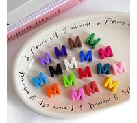 Clotiry Approx 130Pcs Colourful Letter M Large Hole Beads Opaque Acrylic Alphabet Letter Spacer Beads for DIY Beading Keychains Supplies