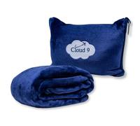 Cloud 9 Airline Travel Blanket Compact with Bag, Airplane Blanket for Long Flight, 3 in 1 Neck Pillow, Lumbar Support, Premium Airplane Accessories, Security Pouch, 300 GSM, Polyester Fleece