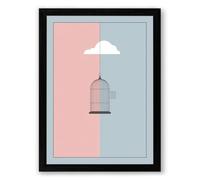 Cloud and Empty Cage Minimalist Framed Wall Art Print A1 (84.1×59.4cm) Black, Wall Decor for Living Room, Bedroom, Office & Home, Ready to Hang, Art Gift