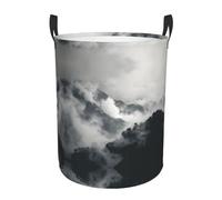 Cloud And Mist Printed Circular Handle Single Layer Waterproof Portable Laundry Basket