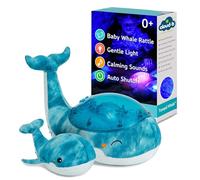 Cloud b Blue Tranquil Whale - White Noise Machine Baby & Night Light Kids - Soft Light Ocean Projector with Soothing Sounds | Adjustable Settings, Auto Shut Off | Includes Baby Whale Rattle