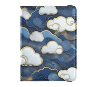 Cloud Blue and Gold Leather Passport Holders Passport Case Passport Cover Holder Wallet Case Ultra Slim