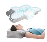 Cloud Booth Cooling Memory Foam Cervical Pillow - Orthopaedic Neck Support for Side, Back and Front Sleepers - Ergonomic, Adjustable, Cooling Gel, Washable Cover, Neck Pain Relief Pillow