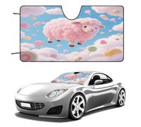 Cloud - Candy Sheep Car Windshield Sun Shade - Reflector Sunshade Offers Ultimate Protection for Car Interior, Cool Reflective Sun Blocker Fits Small Sedans, Mini SUVs 55"x30"