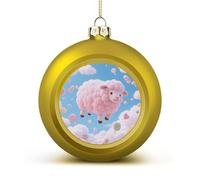 Cloud - Candy Sheep Christmas Ball Ornaments - Shatterproof Plastic Vintage Rustic Xmas Tree Decorations Pendant for Family Holiday Wedding Party Xmas Hanging Decoration