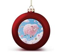 Cloud - Candy Sheep Christmas Ball Ornaments - Shatterproof Plastic Vintage Rustic Xmas Tree Decorations Pendant for Family Holiday Wedding Party Xmas Hanging Decoration