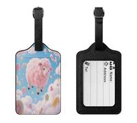Cloud - Candy Sheep Luggage Tag PU Waterproof Travel Name Tag with Card Holder for Women Men Suitcase Identifier Cute Travel Essentials