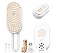 Cloud Care Cat Steam Brush for Shedding - 2025 Pet Brooming With 360 Rotating Arm, 3-in-1 Self-Cleaning, Detachable Silicone Bristle Head (Beige)