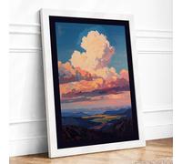 Cloud Cathedral at Dawn Landscape Framed Wall Art Print A2 (59.4×42cm) White, Wall Decor for Living Room, Bedroom, Office & Home, Ready to Hang, Art Gift