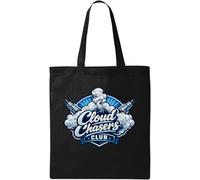 Cloud Chasers Enthusiasts Gathering Logo Natural Cotton Tote Bag Black