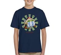 Cloud City 7 Asterix and Obelix Retro Japanese Kid's T-Shirt Navy Blue
