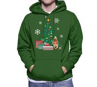 Cloud City 7 Basil Brush Around The Christmas Tree Men's Hooded Sweatshirt Bottle Green