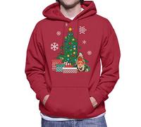 Cloud City 7 Basil Brush Around The Christmas Tree Men's Hooded Sweatshirt Cherry Red