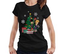 Cloud City 7 Beavis and Butthead Around The Christmas Tree Women's T-Shirt Black