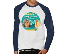 Cloud City 7 Bodhis Surf School Point Break Men's Baseball Long Sleeved T-Shirt White/Navy