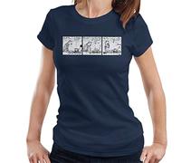 Cloud City 7 Calvin and Hobbes Distressed Comic Strip Treasure Women's T-Shirt Navy Blue