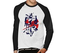 Cloud City 7 Cowboy Bebop Silhouette Men's Baseball Long Sleeved T-Shirt White/Black