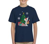 Cloud City 7 Danger Mouse and Penfold Around The Christmas Tree Kid's T-Shirt Navy Blue