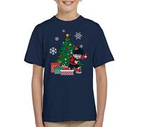 Cloud City 7 Dennis The Menace Around The Christmas Tree Kid's T-Shirt Navy Blue