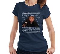 Cloud City 7 Die Hard Its Not Christmas Unil Hans Gruber Falls from Nakatomi Tower Knit Pattern Women's T-Shirt Navy Blue