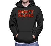 Cloud City 7 Dont Panic Hitchhikers Guide to The Galaxy Men's Hooded Sweatshirt Black